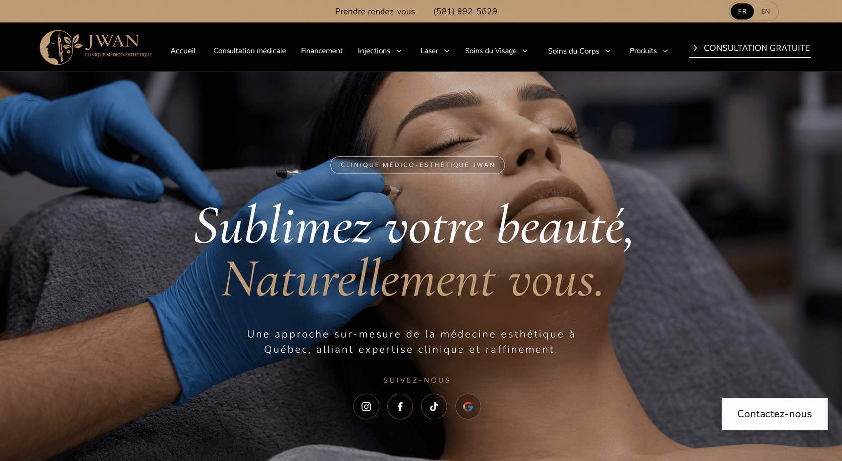 Aperçu du site de Clinique Médico-Esthétique JWAN
